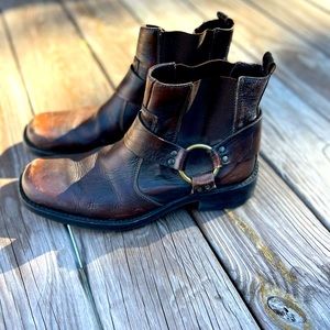 Alfani Brown Leather Chelsea Harness Boot Ankle  Men's 7.5 Women's 9.5
